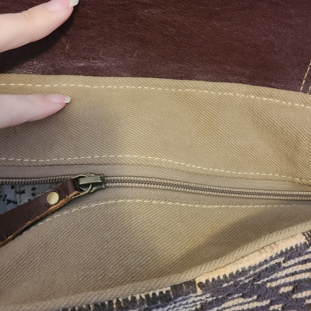 Myra Bag Tan and Brown Patterned Backpack - Picture 3 of 5